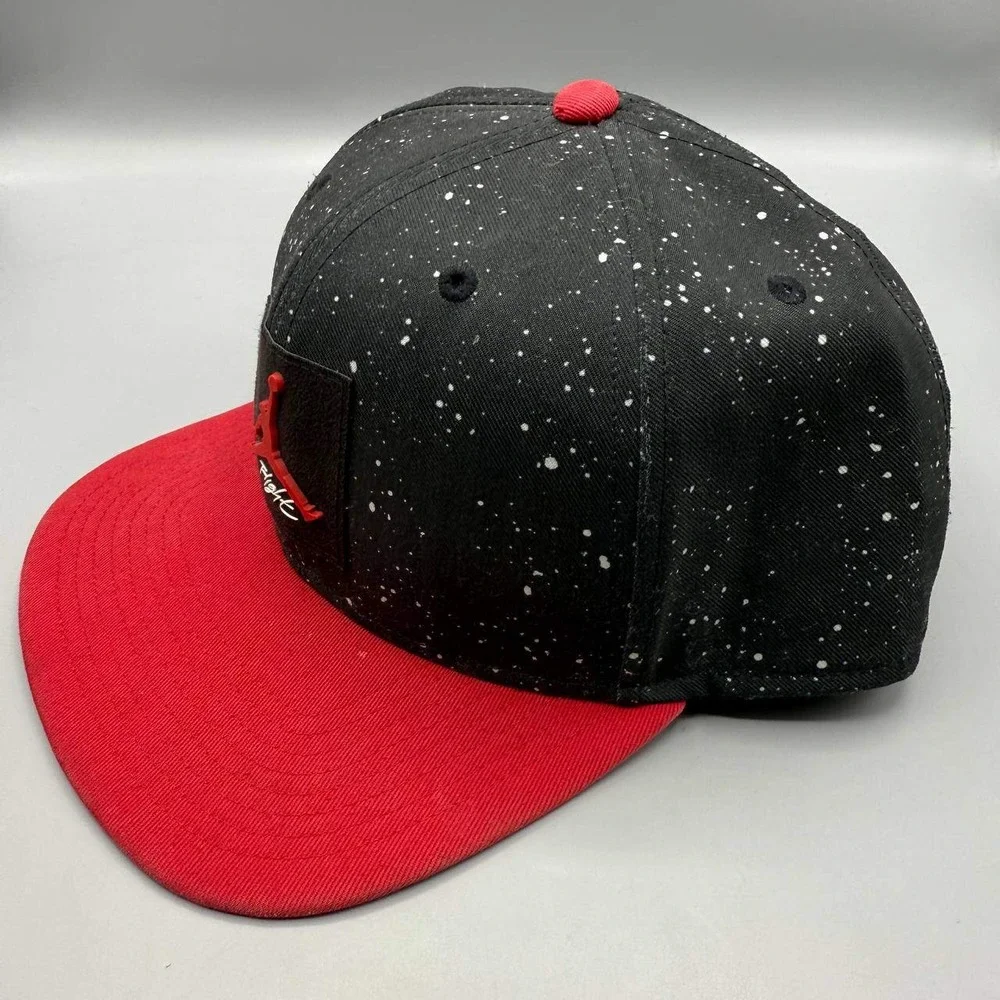 Air Jordan Flight Hat Men Black Red Speckled Print Jumpman Snap Back‎ Cap